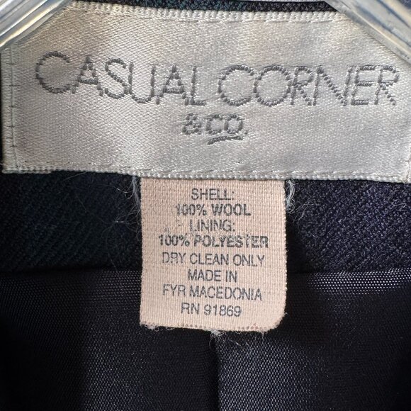 Vintage Casual Corner Blue/Green/Black Tartan Plaid All Wool Blazer - Women's 10 - Picture 3 of 7